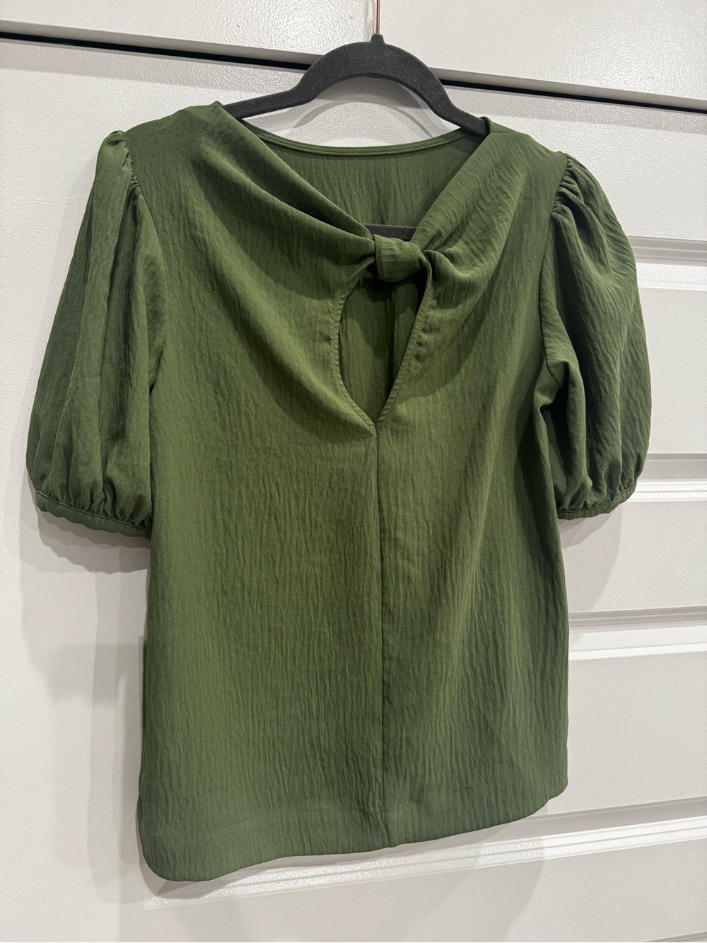 crown & ivy Olive Green Puff Sleeve Blouse - Picture 2 of 3